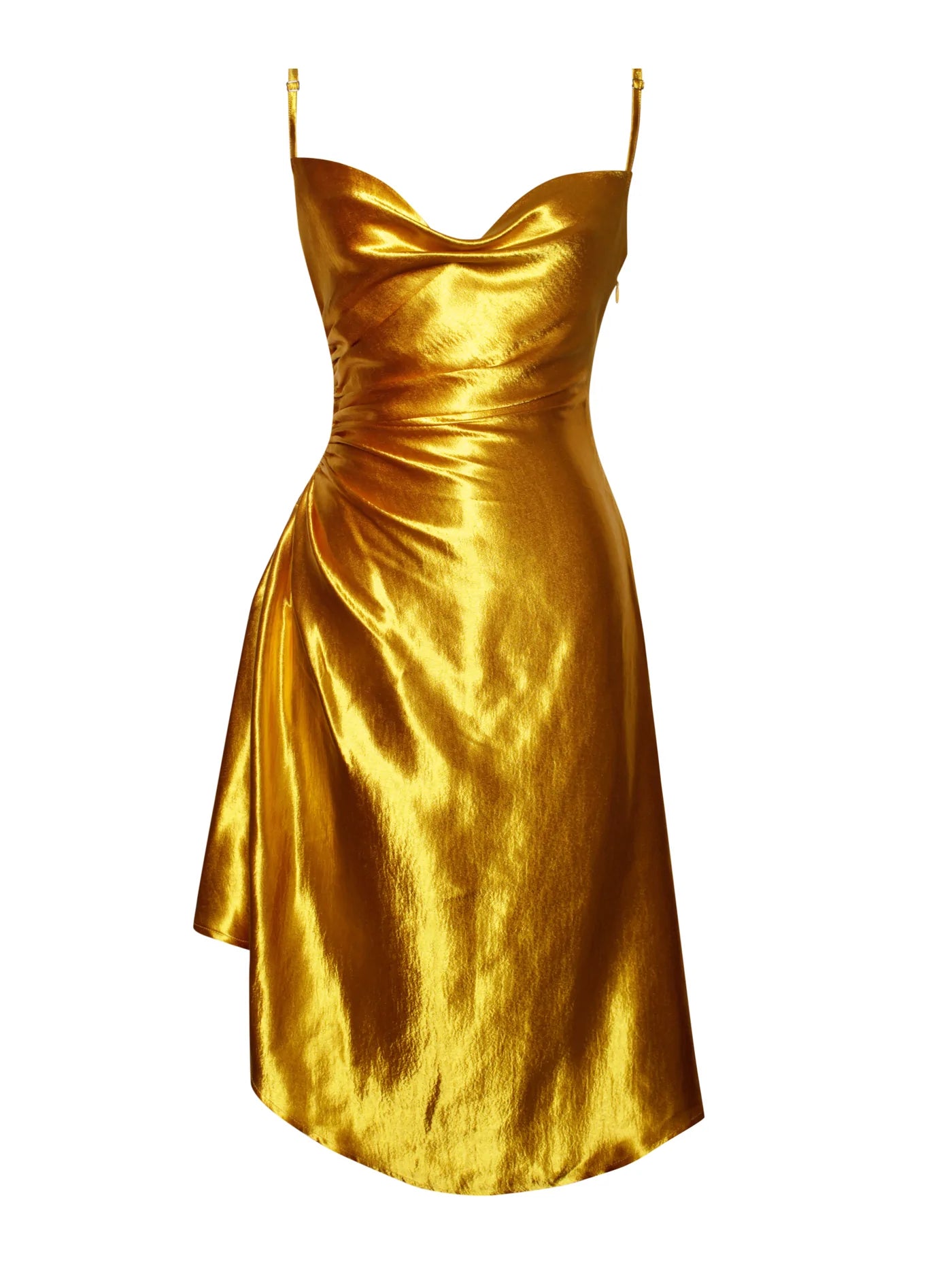 PRE-ORDER Celia Satin Side Slit Dress x Gold