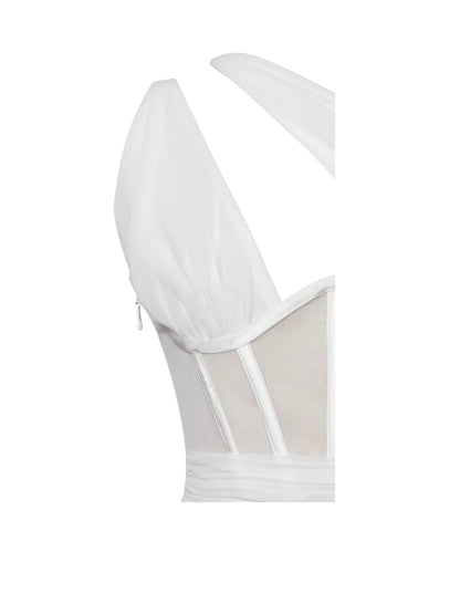 PRE-Order Athena One Shoulder Corset Gown x White