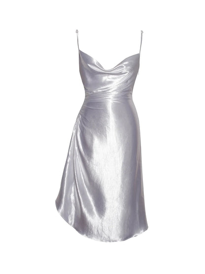 PRE-ORDER Celia Satin Side Slit Dress x Pearl