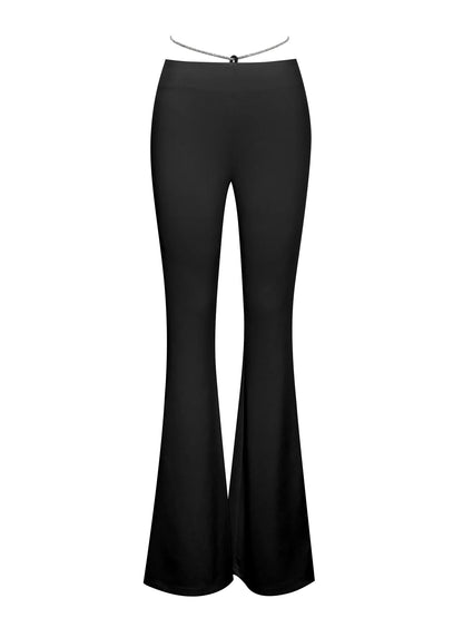 PRE-ORDERS Fulani Black Crystal Waist Strap Flare Pants