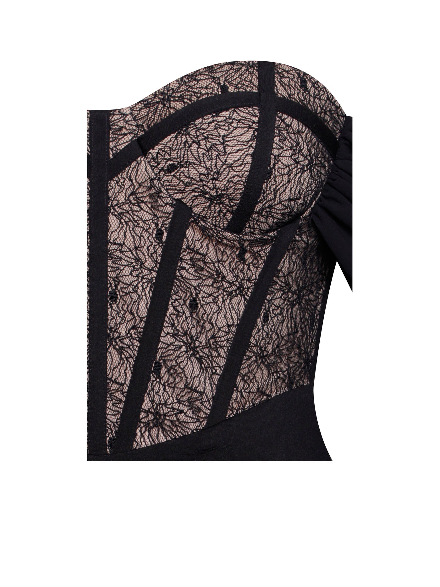 Zora Lace Corset Off Shoulder Dress x Black