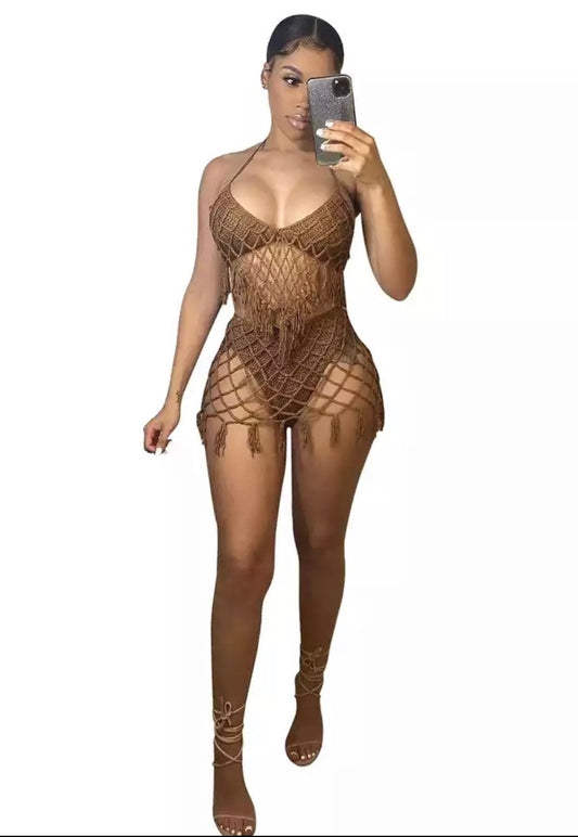 Athina Crochet Skirt Co-ord x Camel