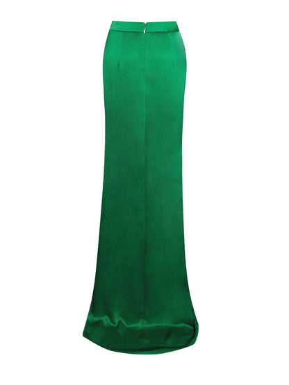 PRE-ORDER Donatella Silver High Slit Satin Skirt Co-ord