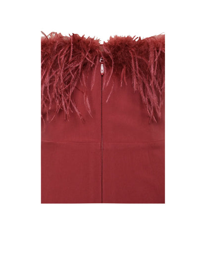 PRE-ORDER Juliana Feather Jumpsuit x Burgundy