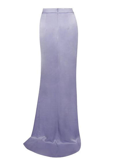 PRE-ORDER Donatella Silver High Slit Satin Skirt Co-ord