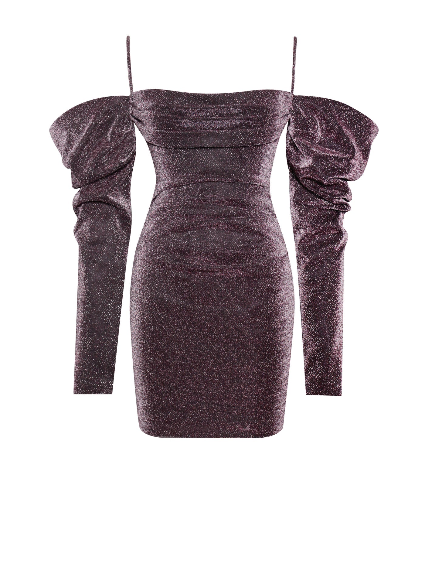 Soraya Metallic Puff Sleeve Dress X Rose Gold