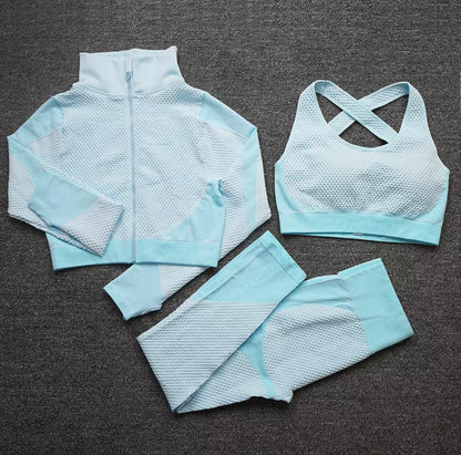 PRE-ORDER Trinity 3 Piece Seamless Fitness Set x Light Blue