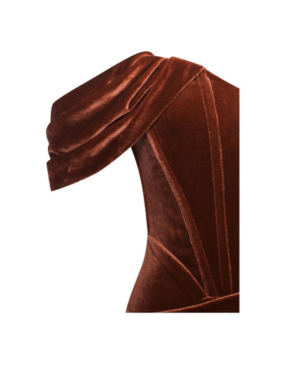 Gabriela Velvet Dress x Burnt Orange