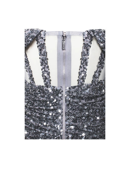 PRE-ORDER Crystalise Sequin Off Shoulder Corset Dress