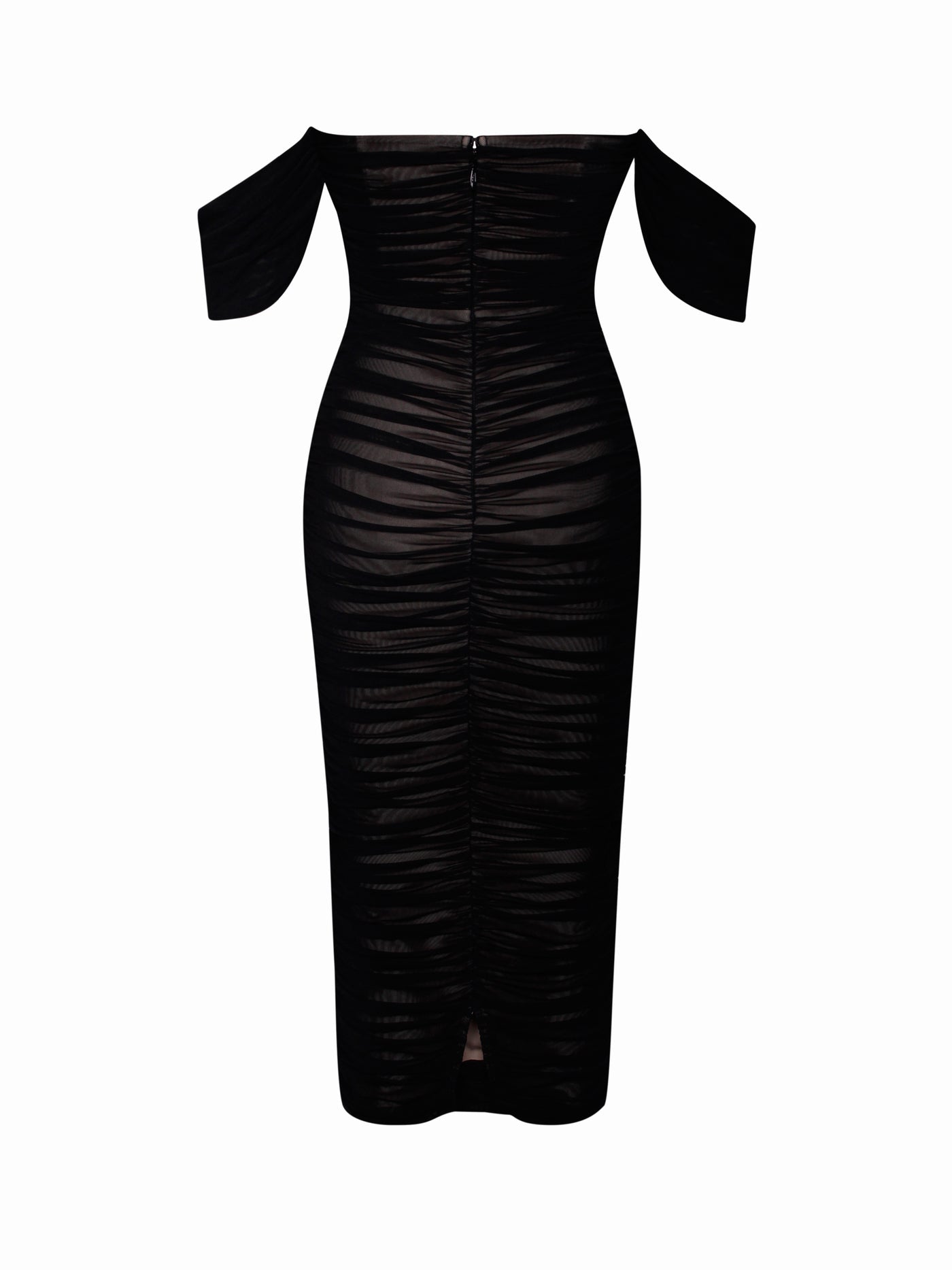 PRE-ORDER Mia Off Shoulder Mesh Maxi Dress x Black