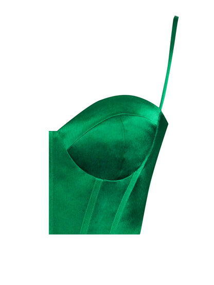 PRE-ORDER Emerald Green Satin Corset Top