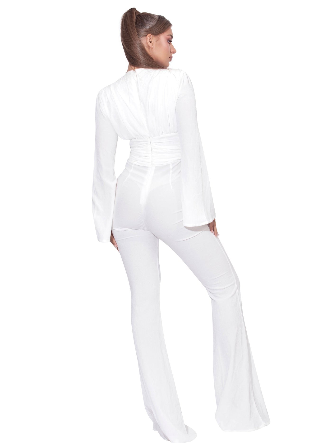 PRE-ORDER Selena Ruched Jumpsuit x White SOLD OUT