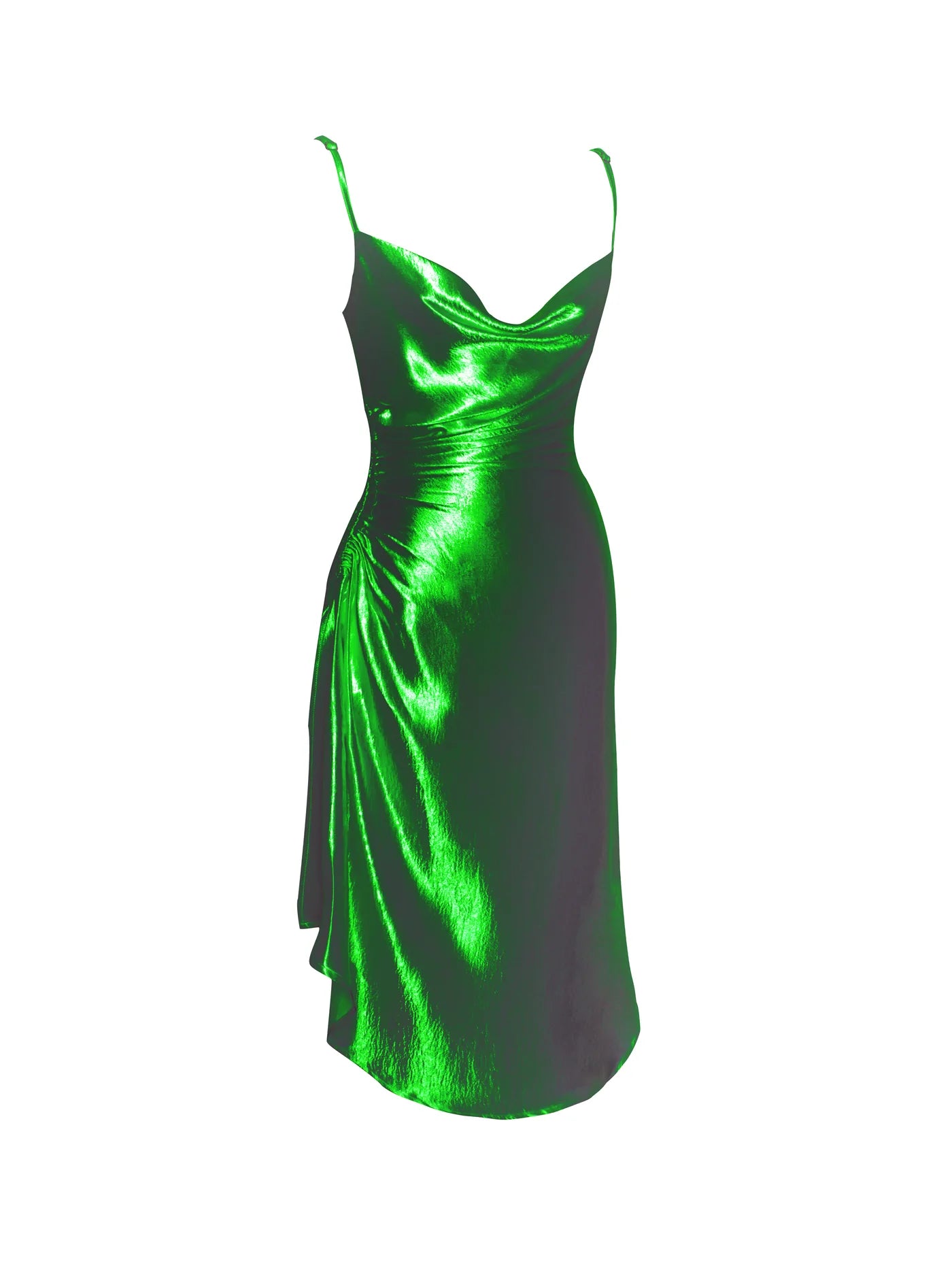 PRE-ORDER Celia Satin Side Slit Dress x Green