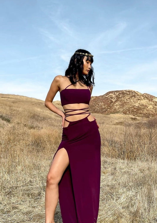 Elektra Skirt Co ord - Wine