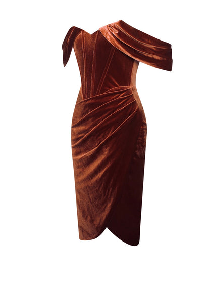 Gabriela Velvet Dress x Burnt Orange