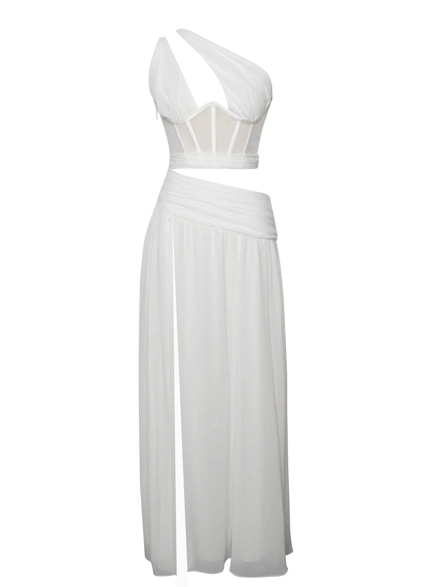 PRE-Order Athena One Shoulder Corset Gown x White