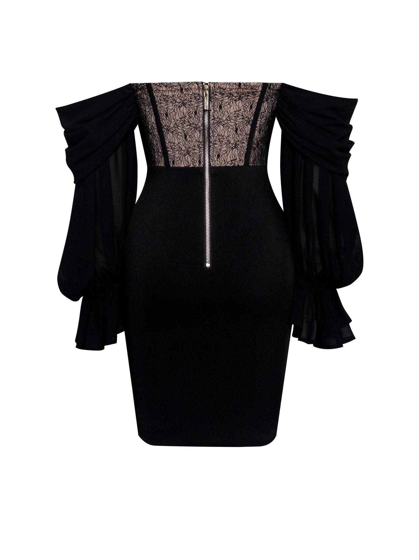 Zora Lace Corset Off Shoulder Dress x Black