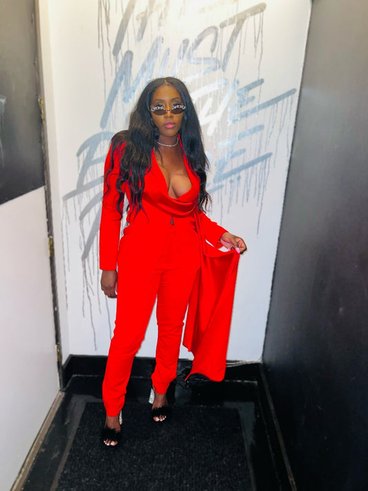 Giovanna Skinny Crepe Trousers x Red