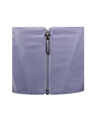 PRE-ORDER Donatella Silver Satin Corset Top Co-ord