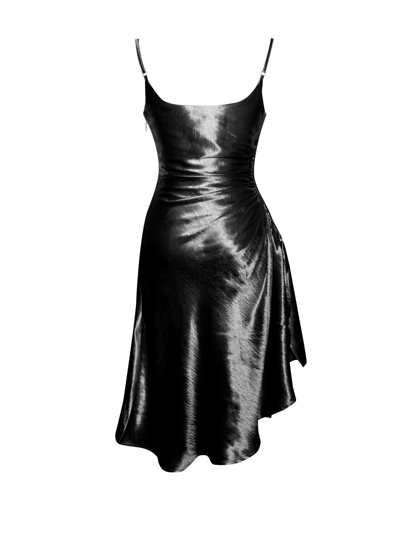 PRE-ORDER Celia Satin Side Slit Dress x Black