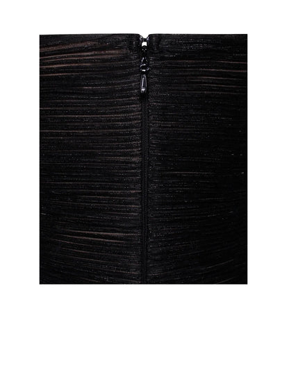 PRE-ORDER Aubrey Ruched Shimmer Chiffon Gown X Black