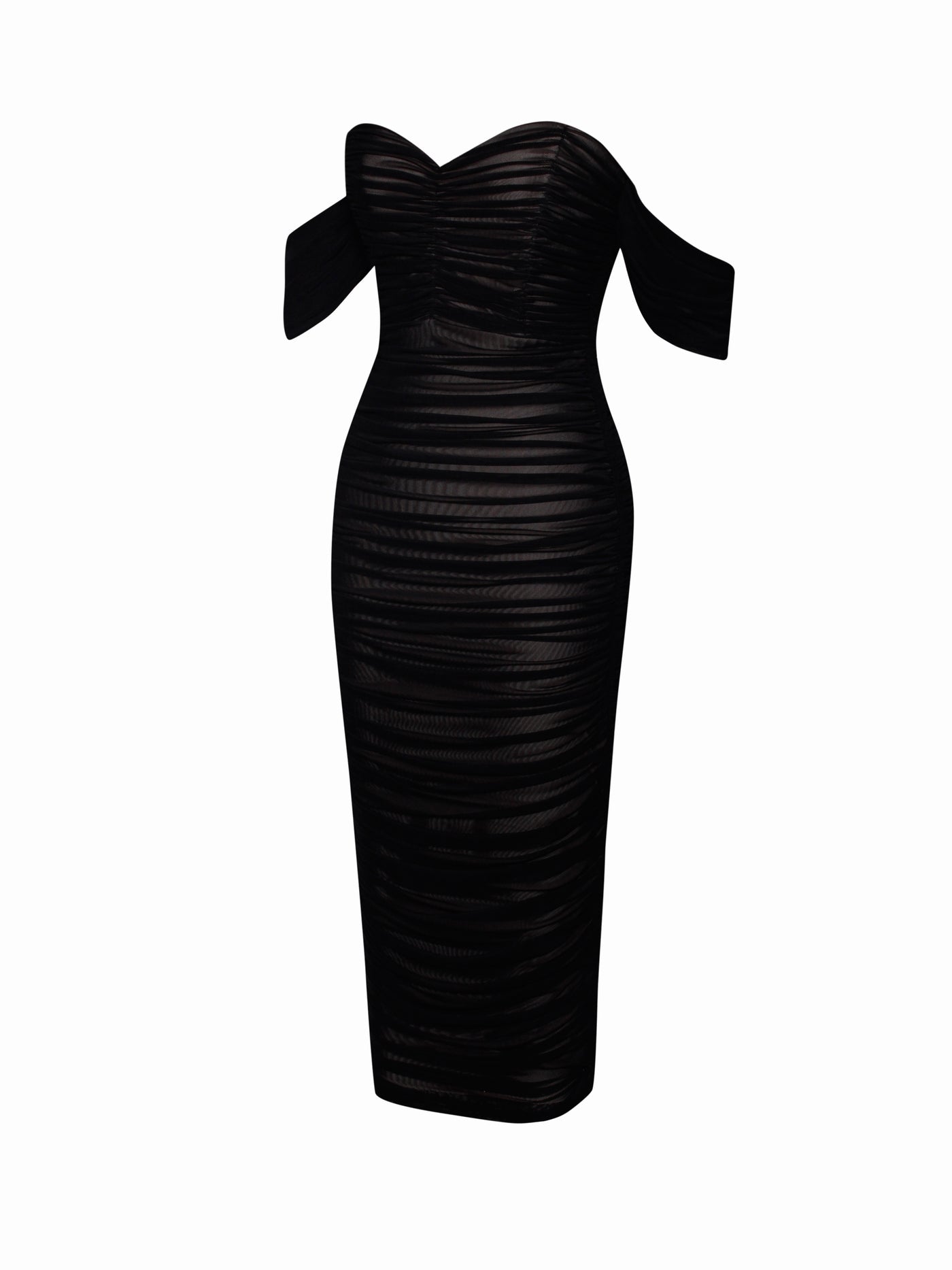PRE-ORDER Mia Off Shoulder Mesh Maxi Dress x Black