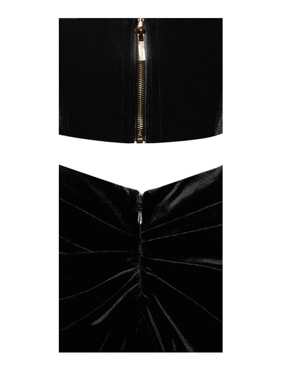 PRE-ORDER Donatella Lace Velvet Corset Off Shoulder Gown x Black