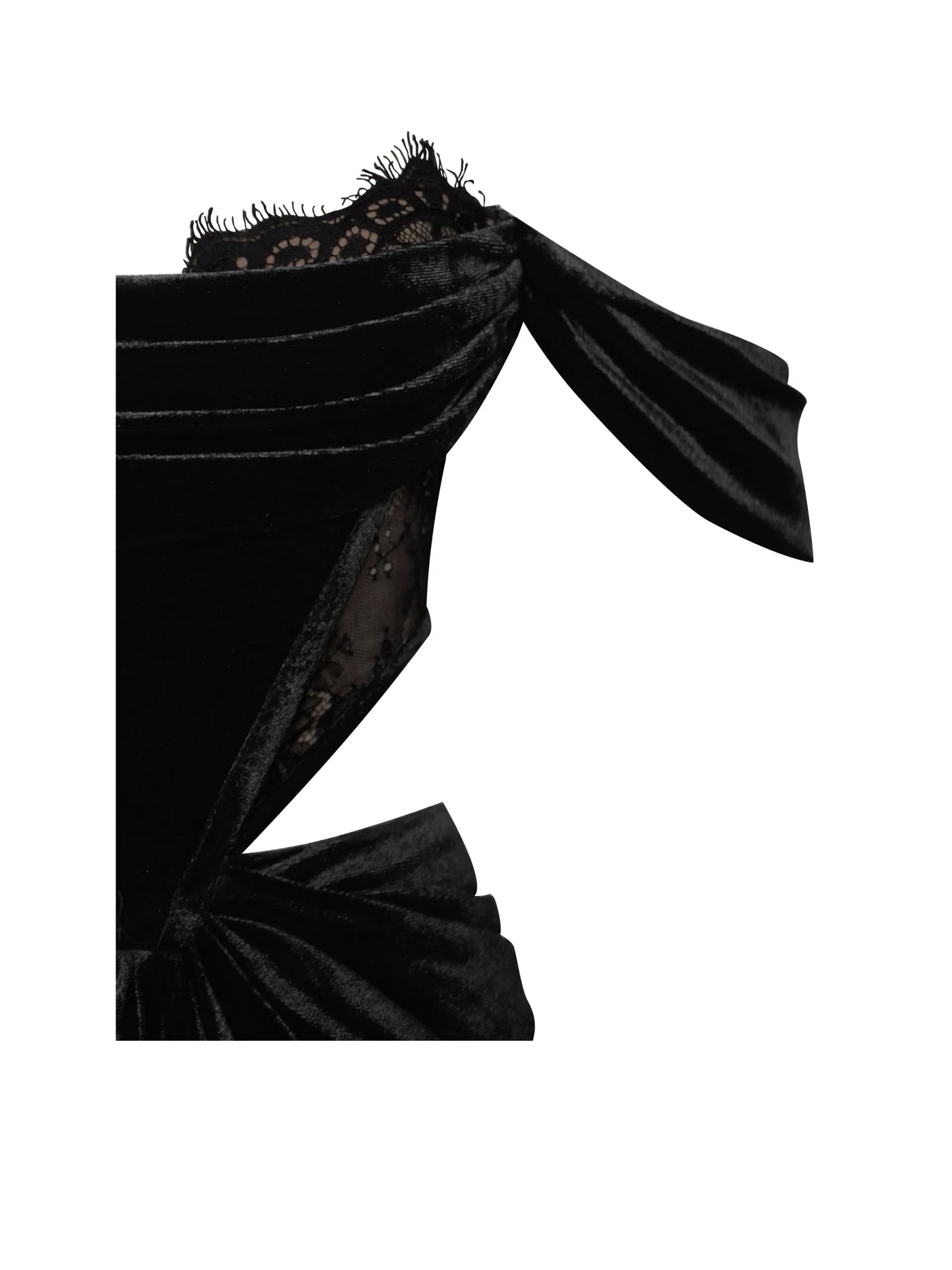 PRE-ORDER Donatella Lace Velvet Corset Off Shoulder Gown x Black