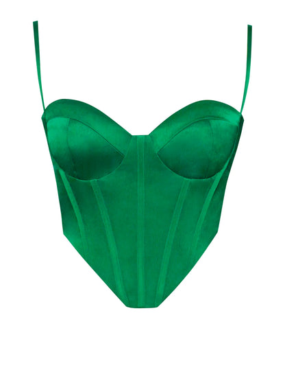 PRE-ORDER Emerald Green Satin Corset Top