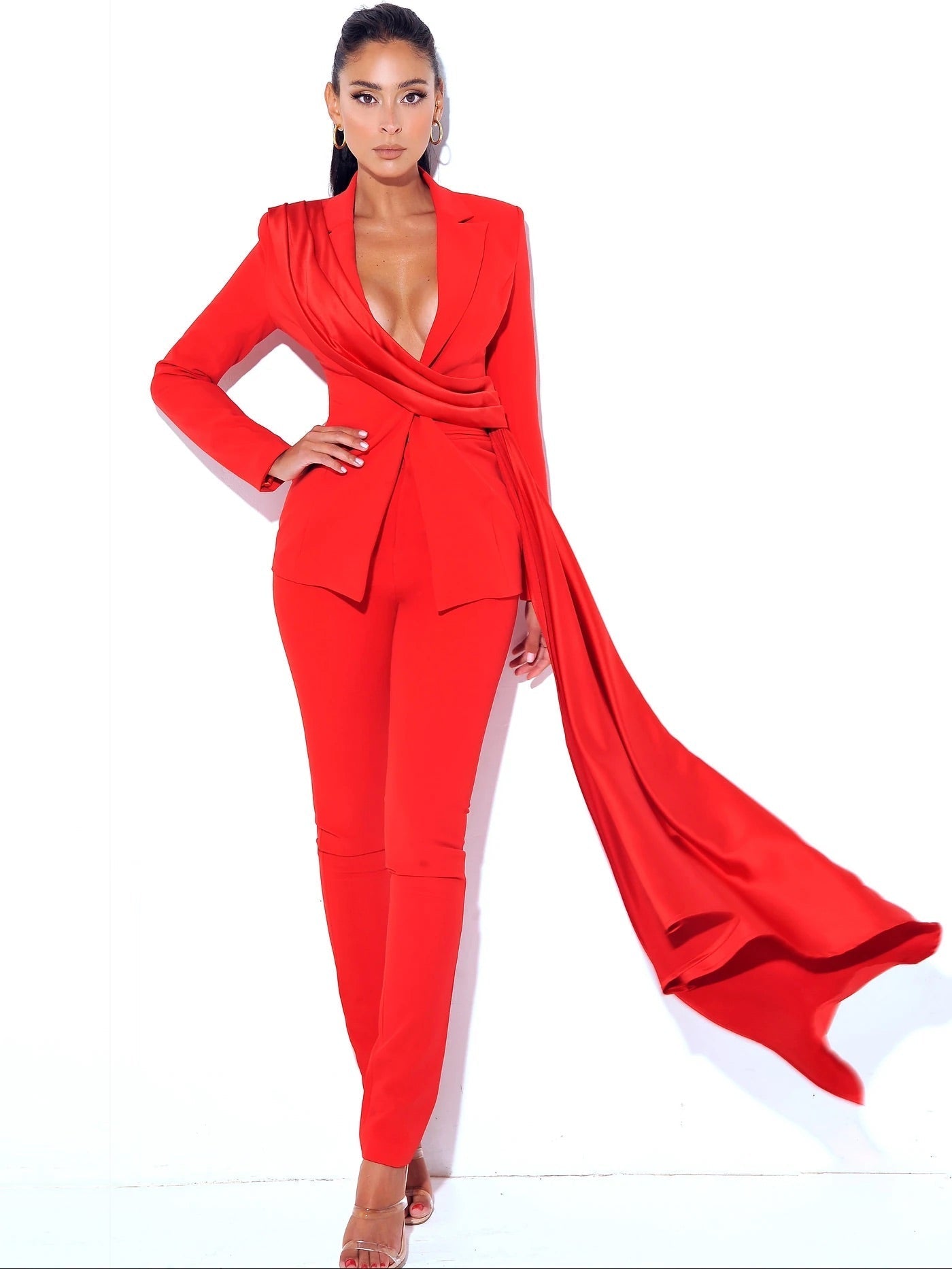 Giovanna Skinny Crepe Trousers x Red