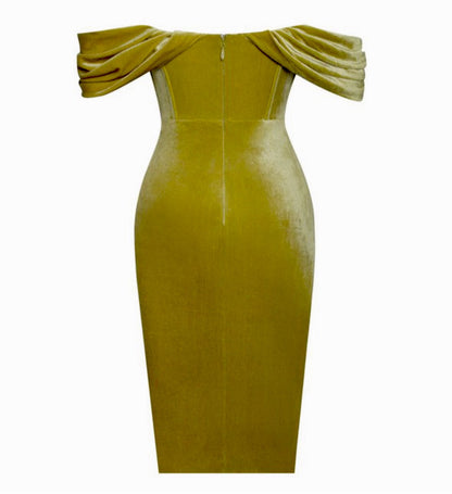 Pre-order Gabriella Velvet Dress x Gold