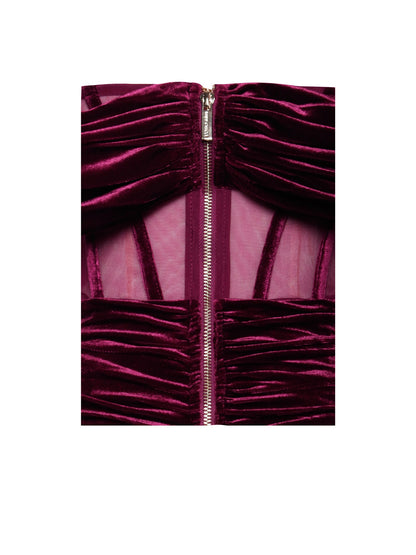 PRE-ORDER Valentina Velvet Corset Dress x Burgundy