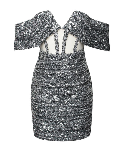 PRE-ORDER Crystalise Sequin Off Shoulder Corset Dress