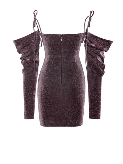 PRE-ORDER Soraya Metallic Puff Sleeve Dress X Rose Gold