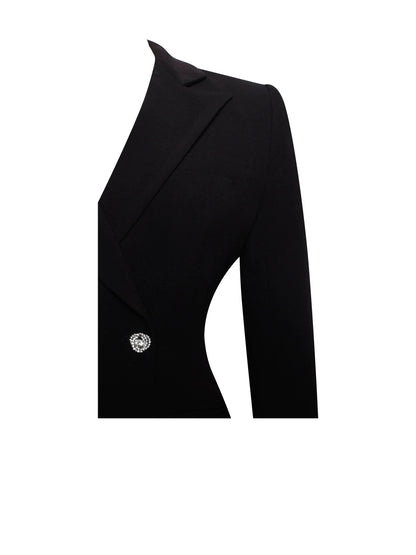 PRE-ORDER Isabella Feather Crystal Sleeve Backless Blazer Dress x Noir