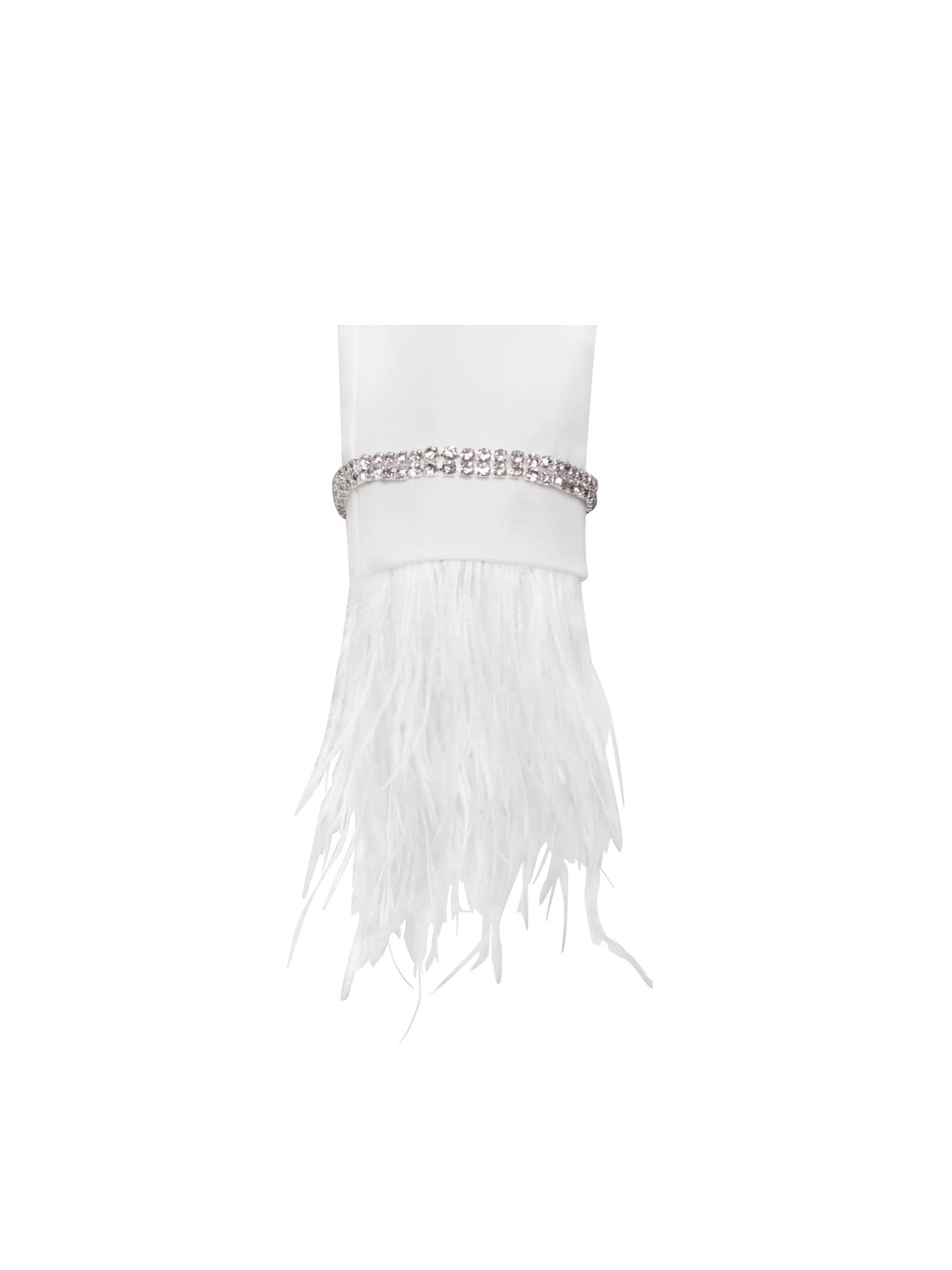 PRE-ORDER Isabella Feather Crystal Sleeve Backless Blazer Dress x White