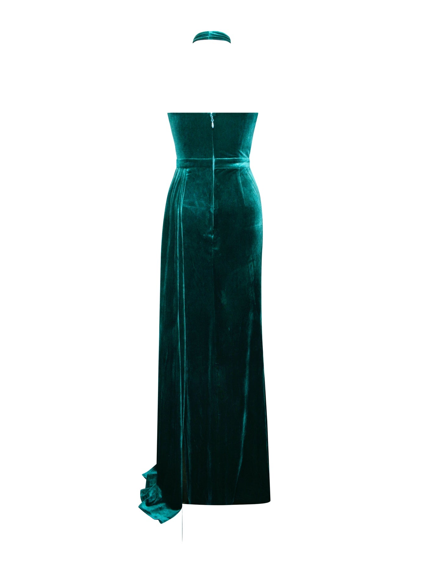 PRE-ORDER Azure High Slit Velvet Gown With Gloves x Teal
