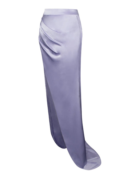 PRE-ORDER Donatella Silver High Slit Satin Skirt Co-ord