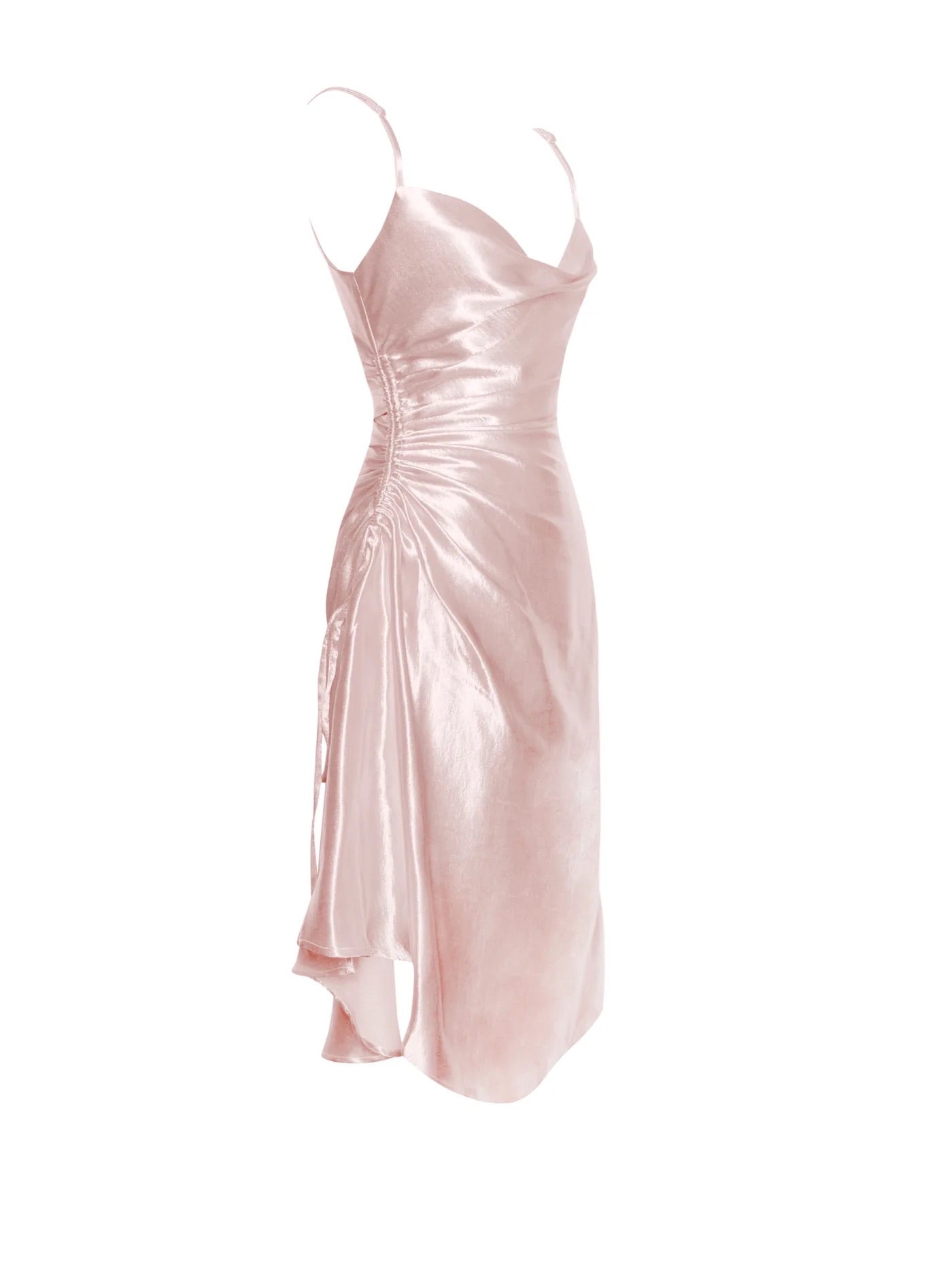 PRE-ORDER Barcelona Satin Side Slit Dress x Rose