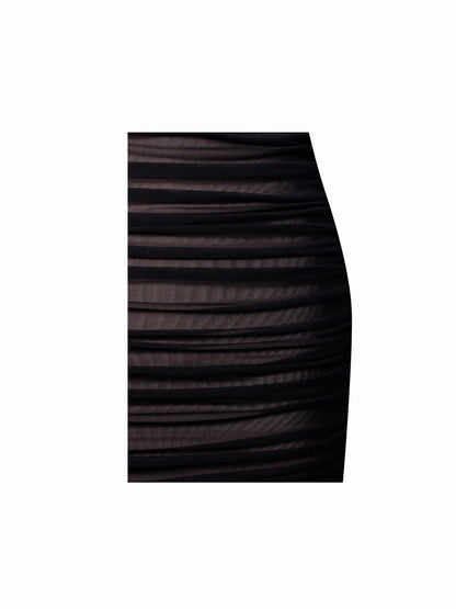 PRE-ORDER Mia Off Shoulder Mesh Maxi Dress x Black