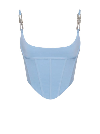 PRE-ORDERS Fulani Crystal Strap Corset Top x Powder Blue