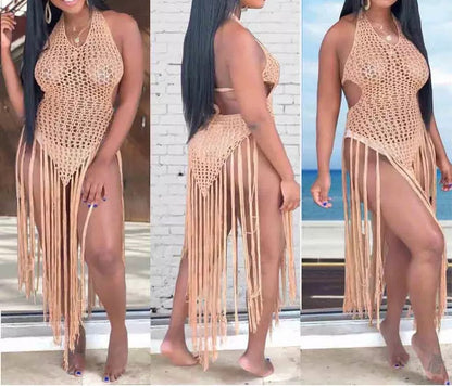 Malia Crochet Coverup Dress x Camel