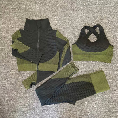 PRE-ORDER Trinity 3 Piece Seamless Fitness Set x Green