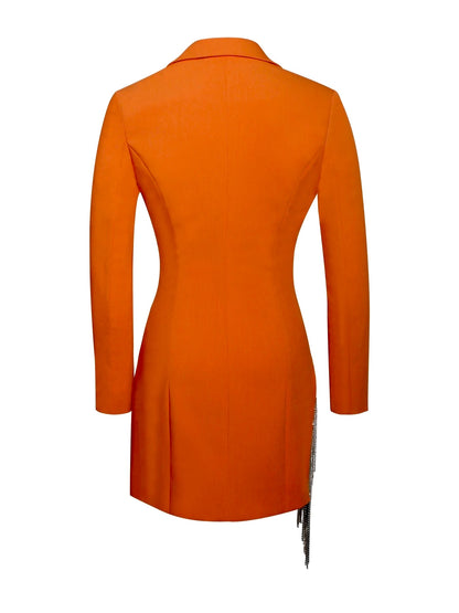 PRE-ORDERS Eliza Crystal Fringe Blazer Dress x Orange