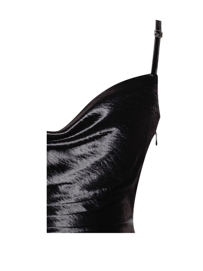 PRE-ORDER Celia Satin Side Slit Dress x Black