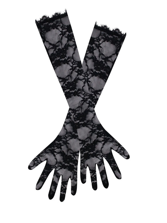 PRE-ORDER Donatella Opera-length Lace Gloves x Black