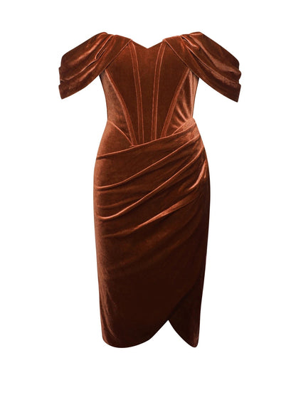 Pre-order Gabriella Velvet Dress x Burnt Orange