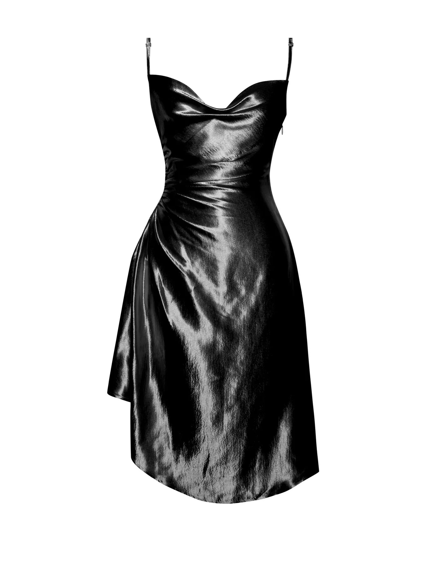 PRE-ORDER Celia Satin Side Slit Dress x Black