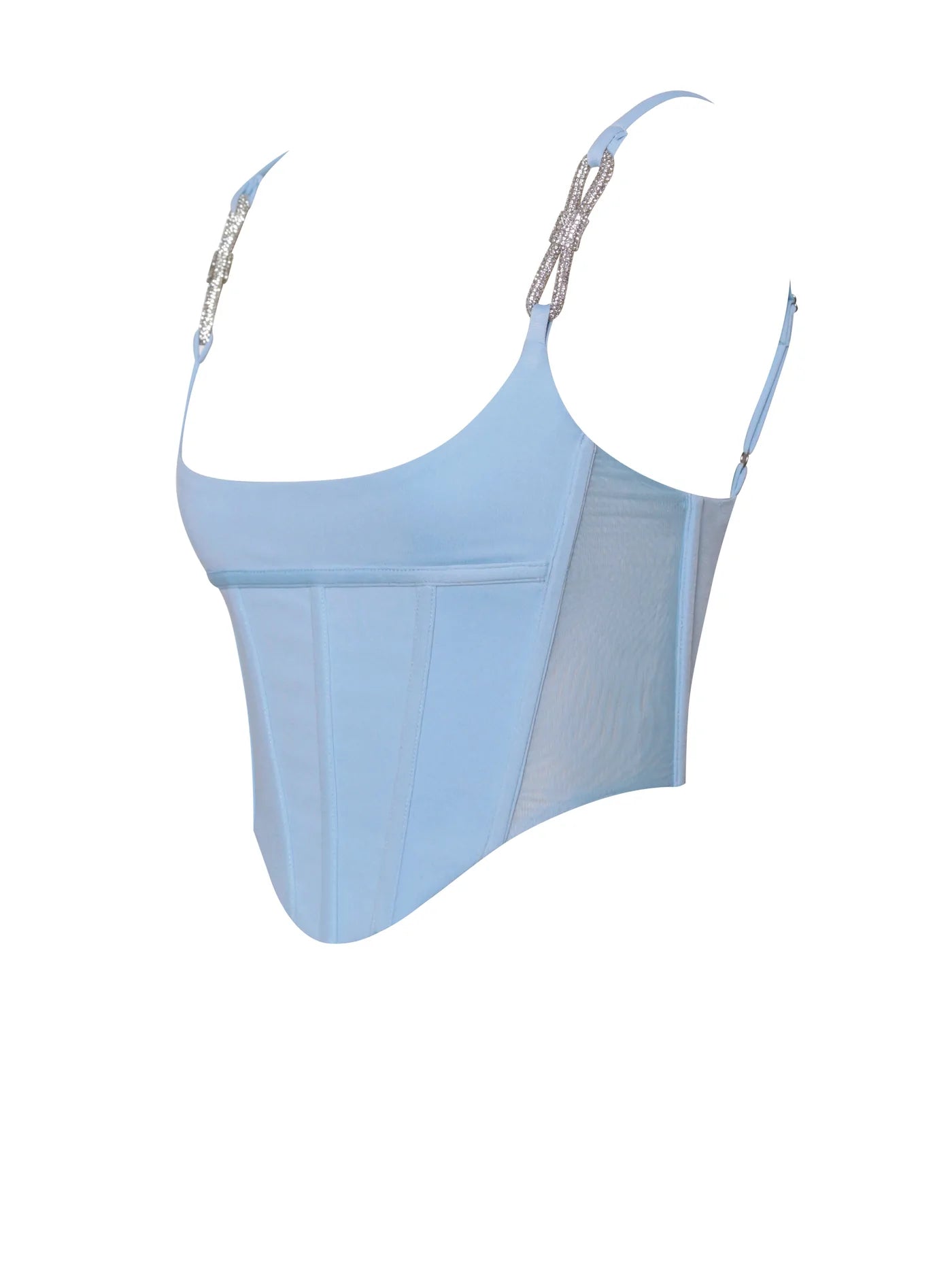 PRE-ORDERS Fulani Crystal Strap Corset Top x Powder Blue