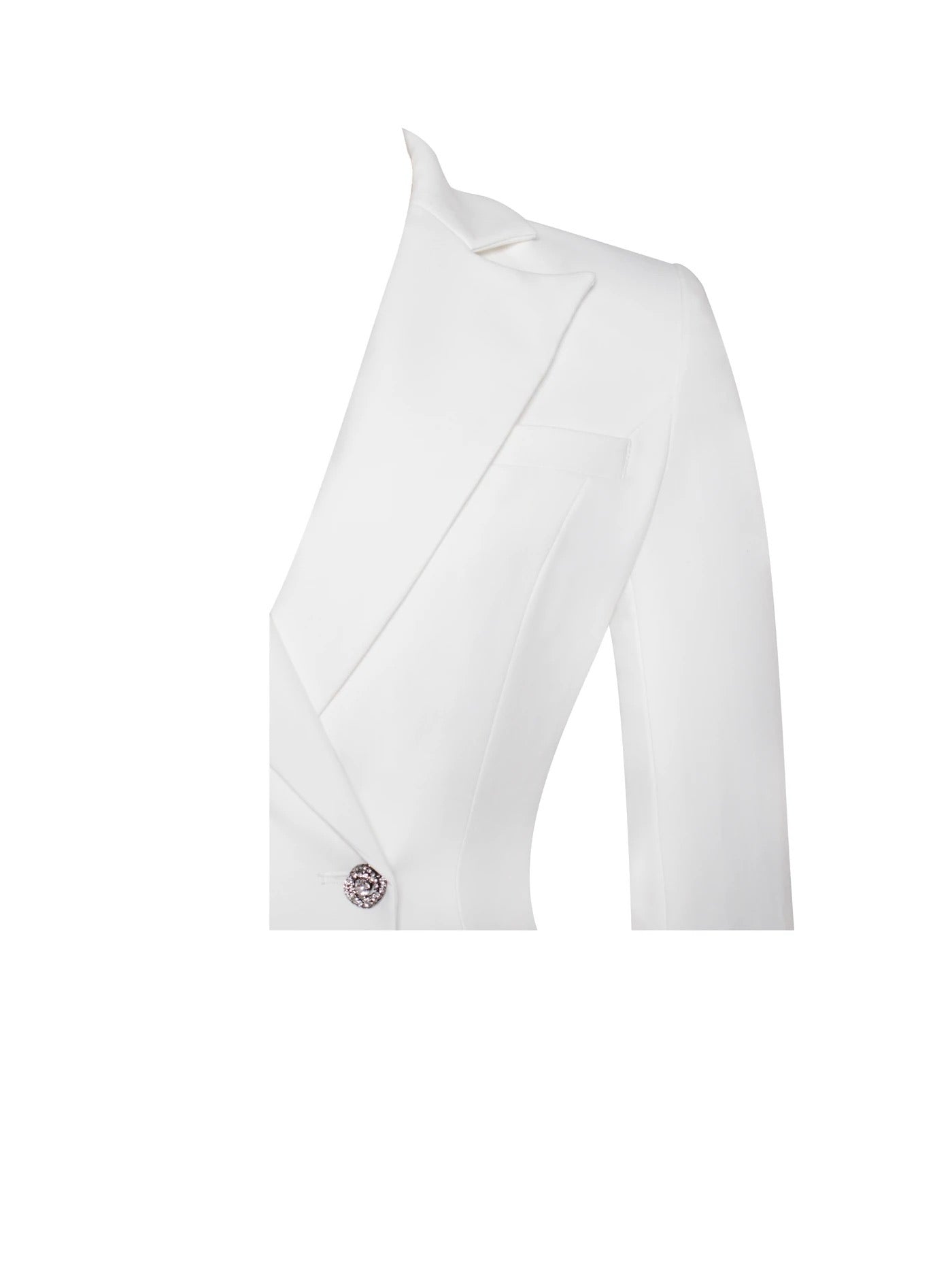 PRE-ORDER Isabella Feather Crystal Sleeve Backless Blazer Dress x White